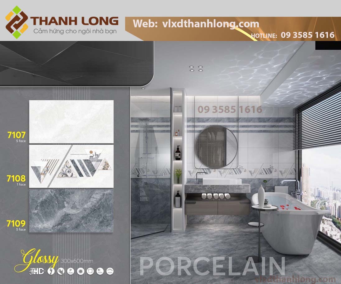 (30x60) Porcelain Glossy - Nhạt